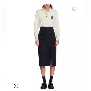 Sandro tzara tweed skirt in black. NWT.